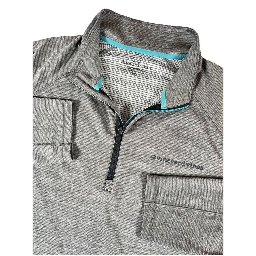 Vineyard Vines Performance Gray Sankaty‎ Quarter 1/4 Zip Men's Sz XB Activewear